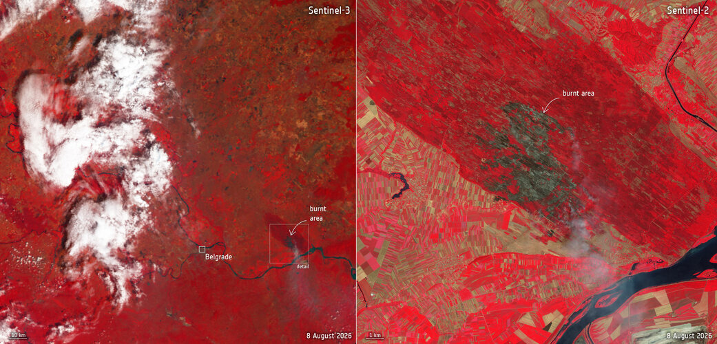 Sentinel-3 provides faster data for Europe fires